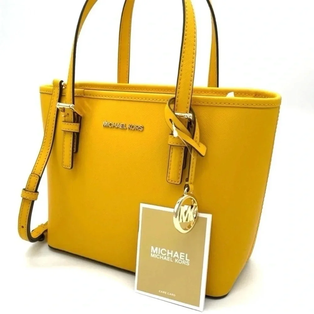 Michael Kors Xsmall Top Zip Tote Crossbody Bag Jasmine Yellow - Picture 3 of 8